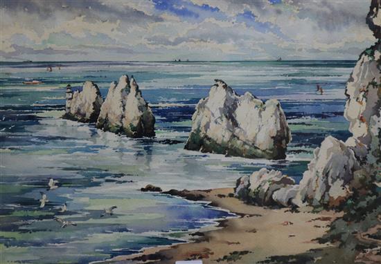 Kenneth Steel (1906-1973), watercolour, The Needles, Isle of Wight, signed, 32 x 44cm